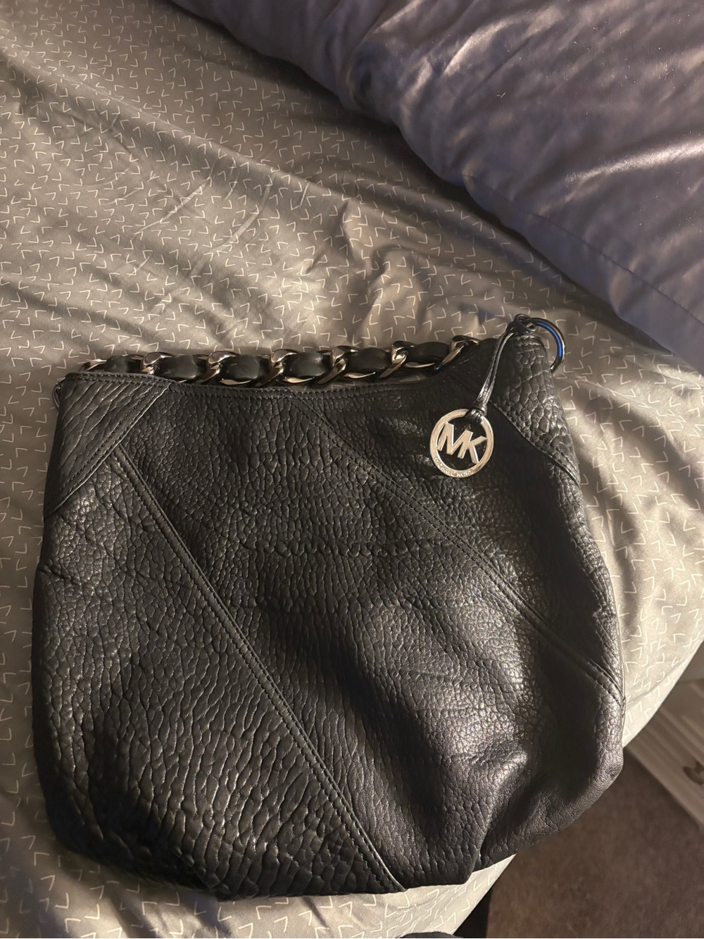 Michael Kors Black Pebbled Leather Chain-Handle Shoulder Bag